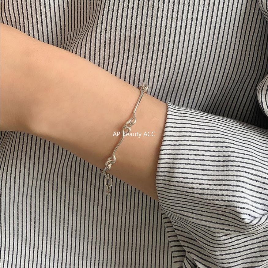 F관 - 925 실버 얇은 연결 라인 디자인 팔찌 [A335] 25.10-4