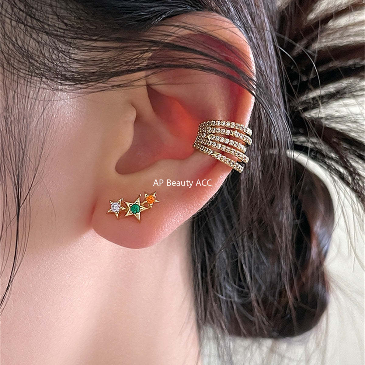 A관 - 925 은침 컬러 큐빅 별 귀걸이 [EH-4028] 25.10-2