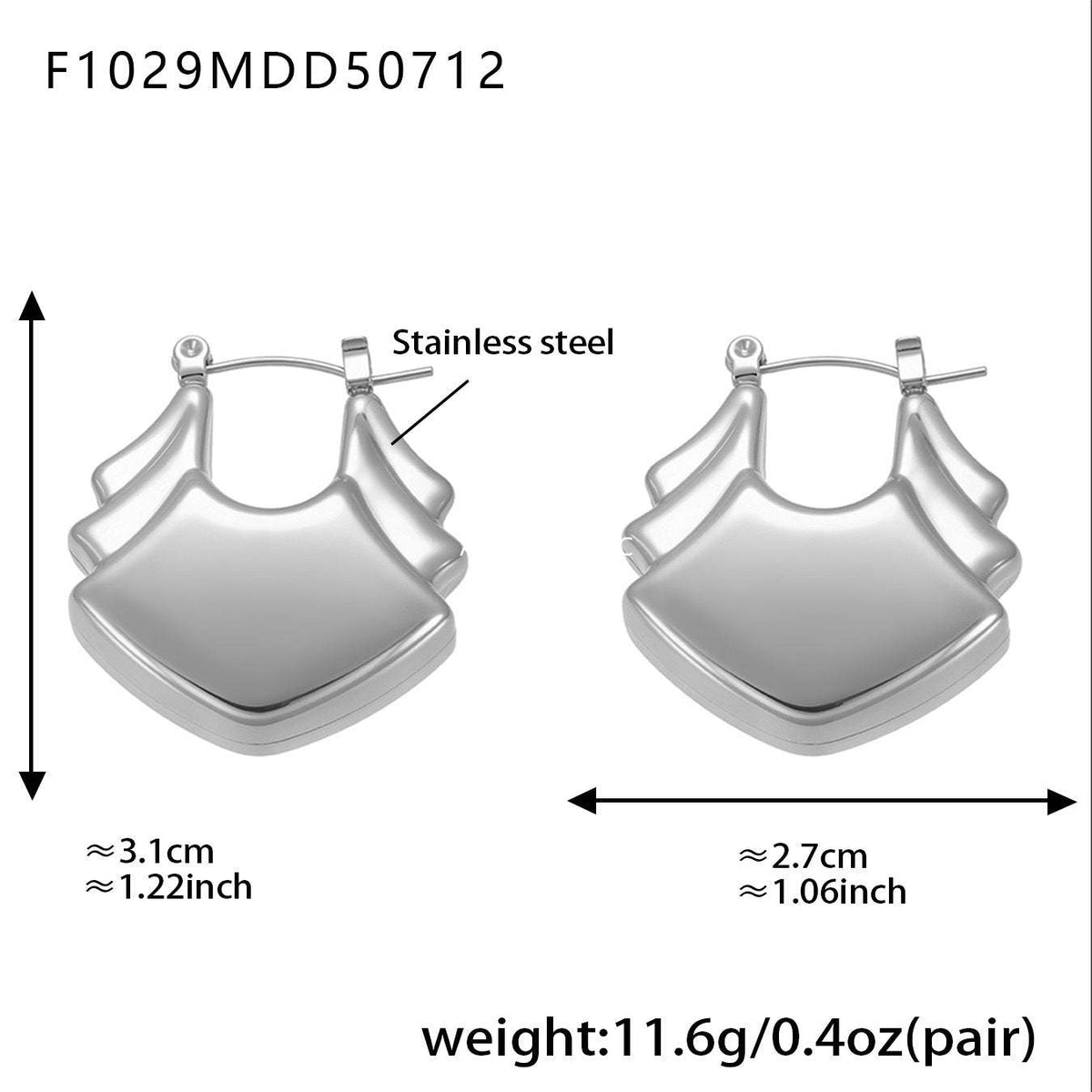 D관 - 18K 도금 기하학 디자인 스테인리스 스틸 귀걸이 [F1029-F1030-F166] 25.07-3