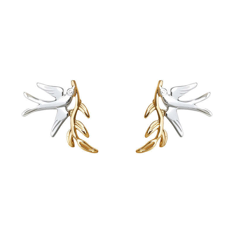 C관 - 투톤 디자인 925 은침 제비 디자인 귀걸이 [5695] 25.03-3