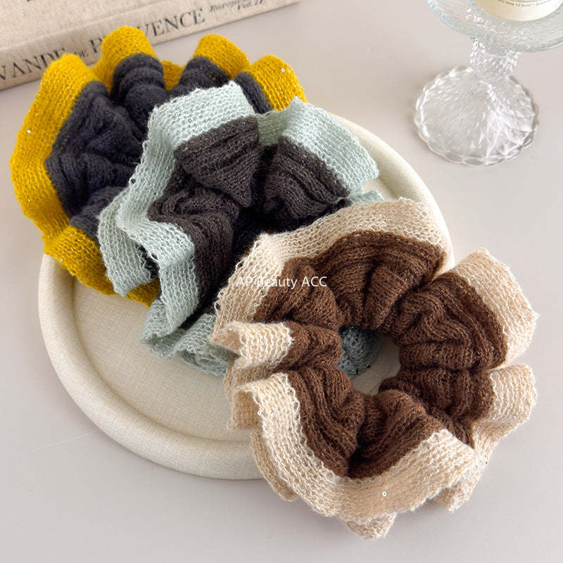 E관 - 배색 니트 소재 포니테일 곱창 헤어밴드 [27604] 25.10-4