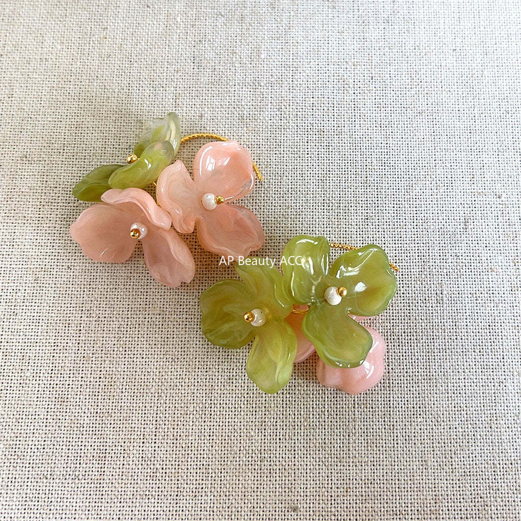C관 - 14K 도금 숲 속 감성 여름 꽃 은침 귀걸이 [4182] 24.05-5