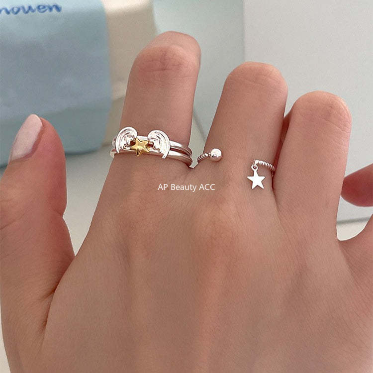 A관 - 925 실버 천사날개 별 디자인 오픈형 반지 [JZ-0717] 25.10-5