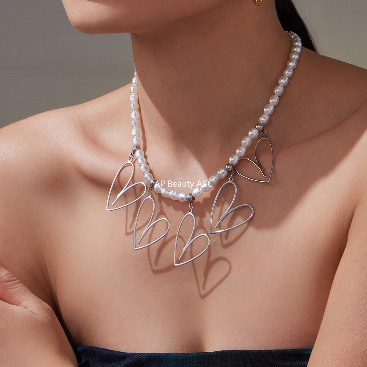 D관 - 스테인리스 스틸 핸드메이드 하트 펜던트 목걸이 [P1676] 25.10-3