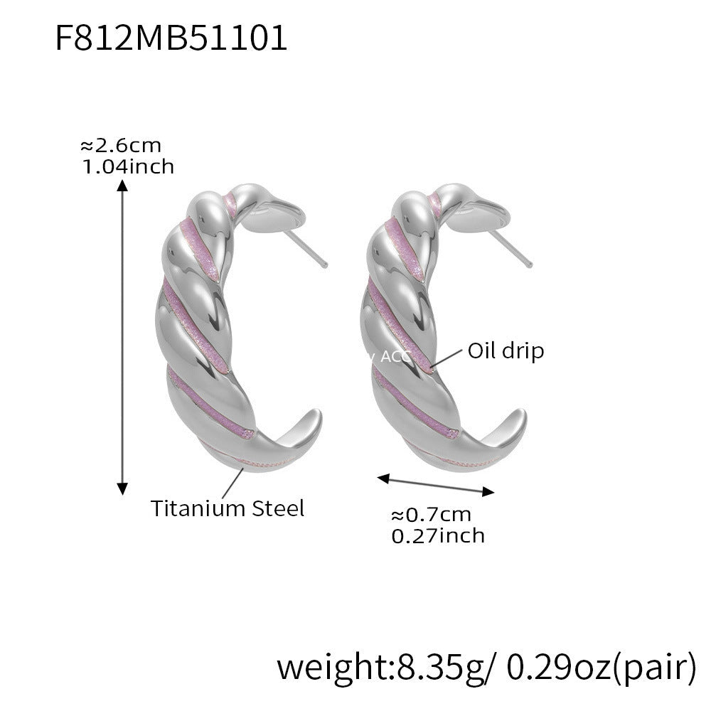 D관 - 스테인리스 18K 도금 트위스트 디자인 귀걸이 [F812] 25.11-1
