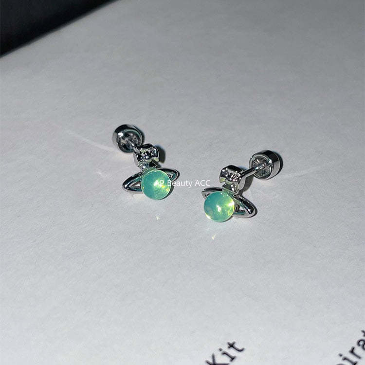 A관 - 행성 디자인 큐빅 티타늄 스틸 피어싱 귀걸이 [EH-4343] 25.12-2