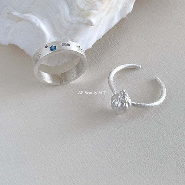 A관 - 925 실버 조개 디자인 샌딩 오픈형 반지 [JZ-0714] 25.10-5