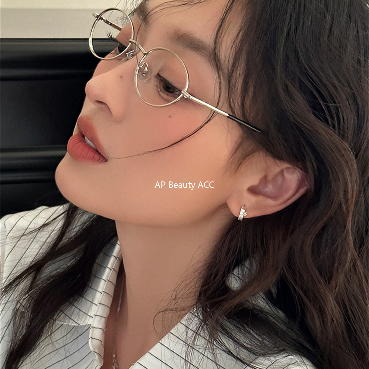 A관 - 925 은침 샌딩 큐빅 C형 스터드 귀걸이 [EH-4025] 25.10-1