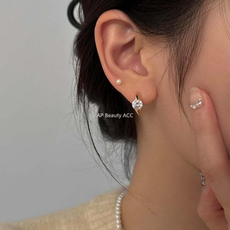 A관 - 큐빅 925 은침 링 후프 귀걸이 [EH-2549.SJ] 25.12-3