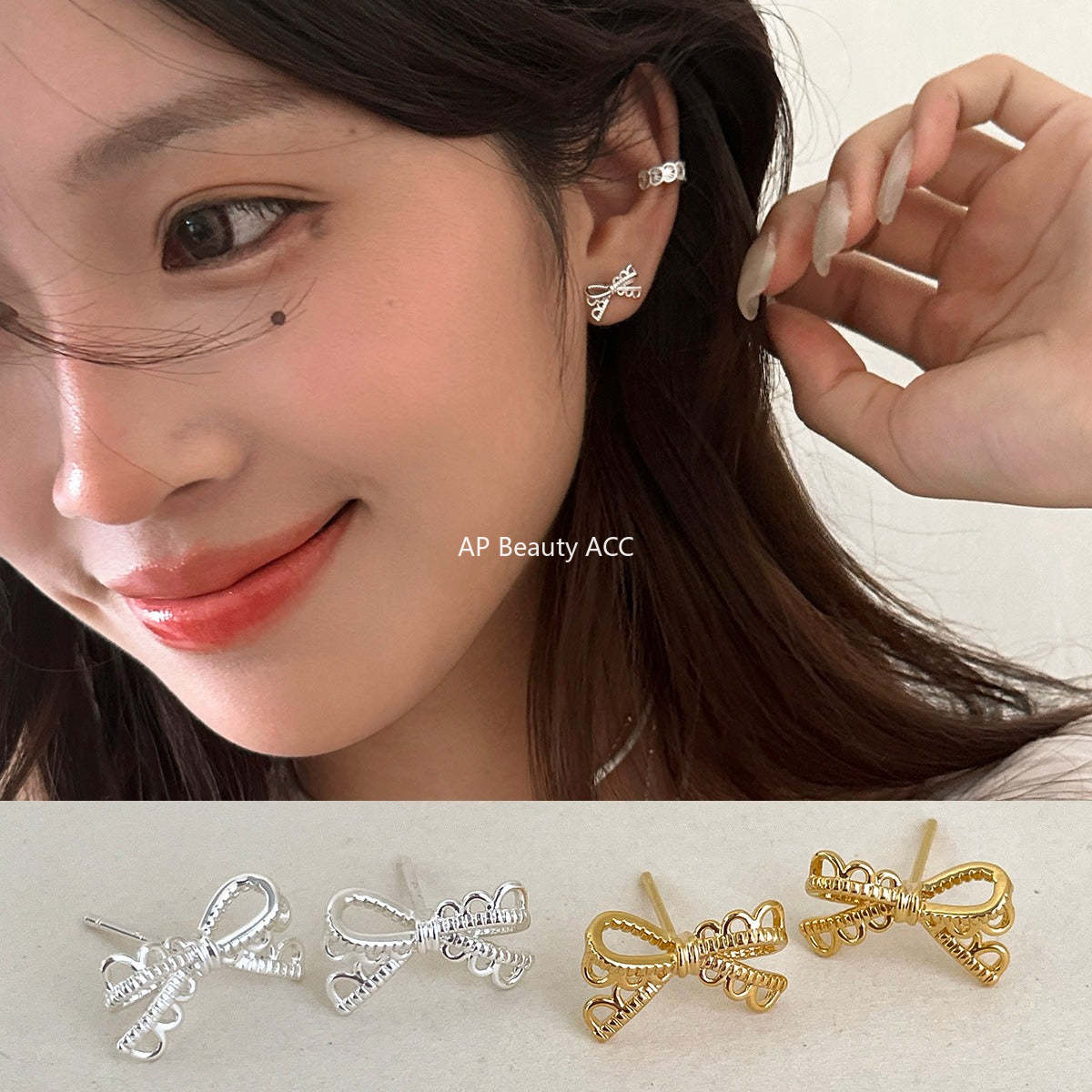 A관 - 리본 모양 플로럴 엣지 귀걸이 [EH-4167] 25.10-2