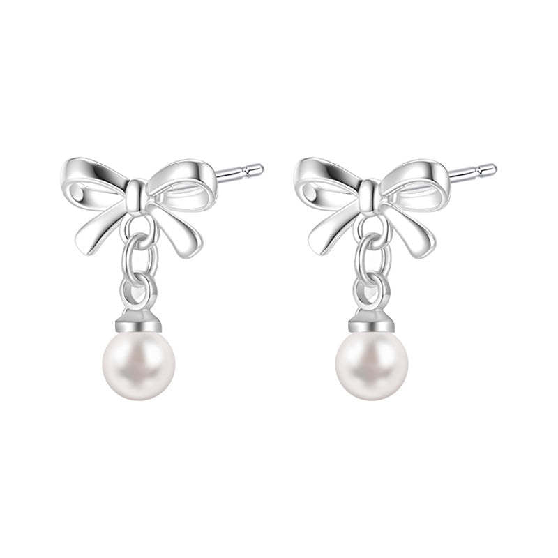 A관 - 소형 리본 925 은침 진주 귀걸이 [EH-4319] 25.12-3