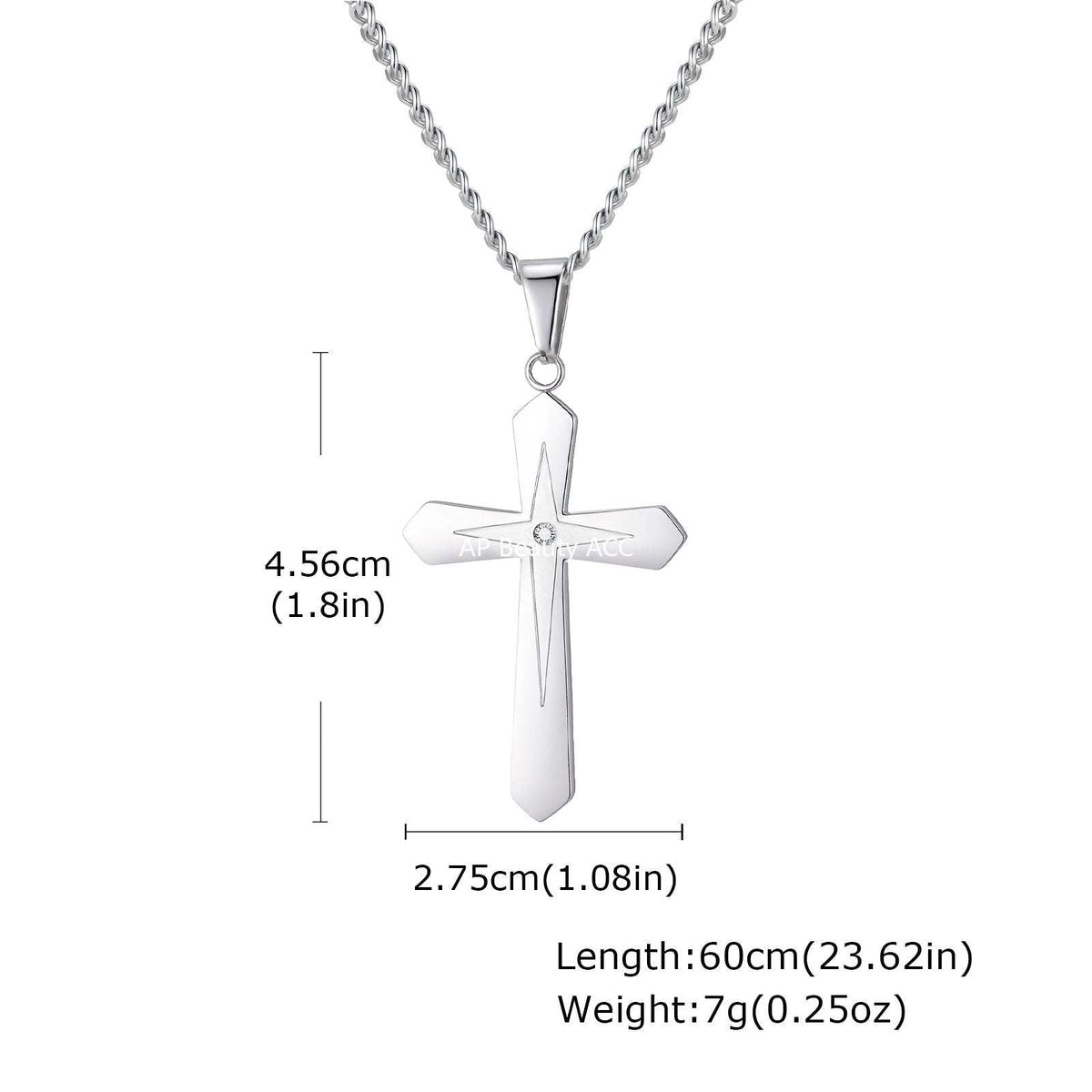 G관 - 스테인리스 스틸 큐빅 십자가 펜던트 진주 목걸이 [PN-2238] 25.10-4