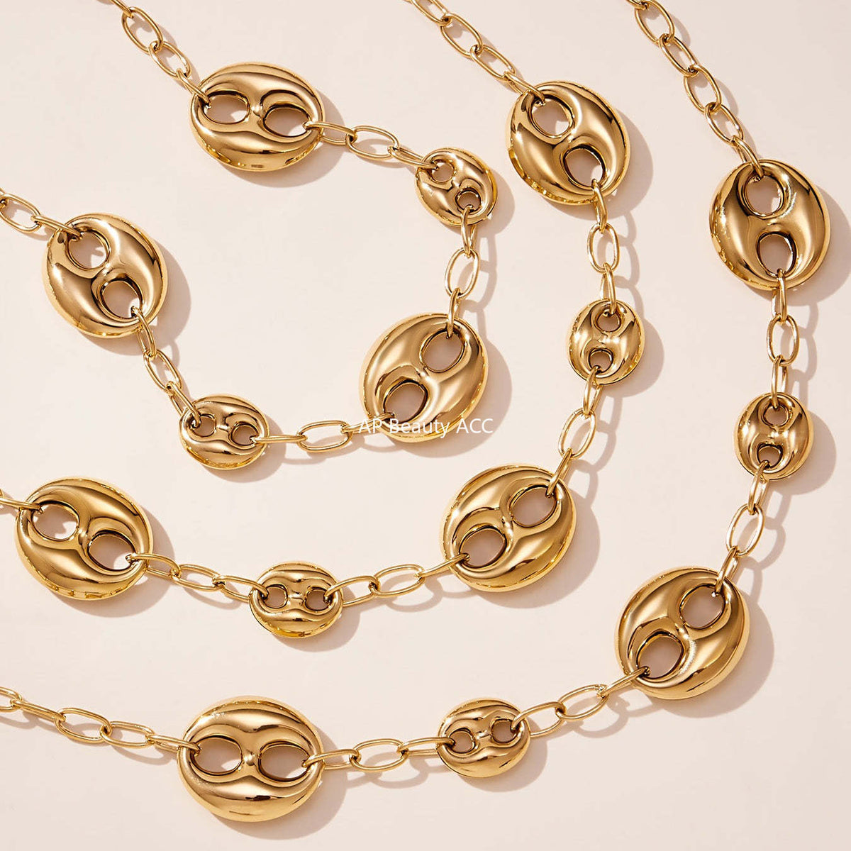 D관 - 돼지코 모양 체인 18K 도금 스테인리스 스틸 목걸이 [P180] 25.11-3