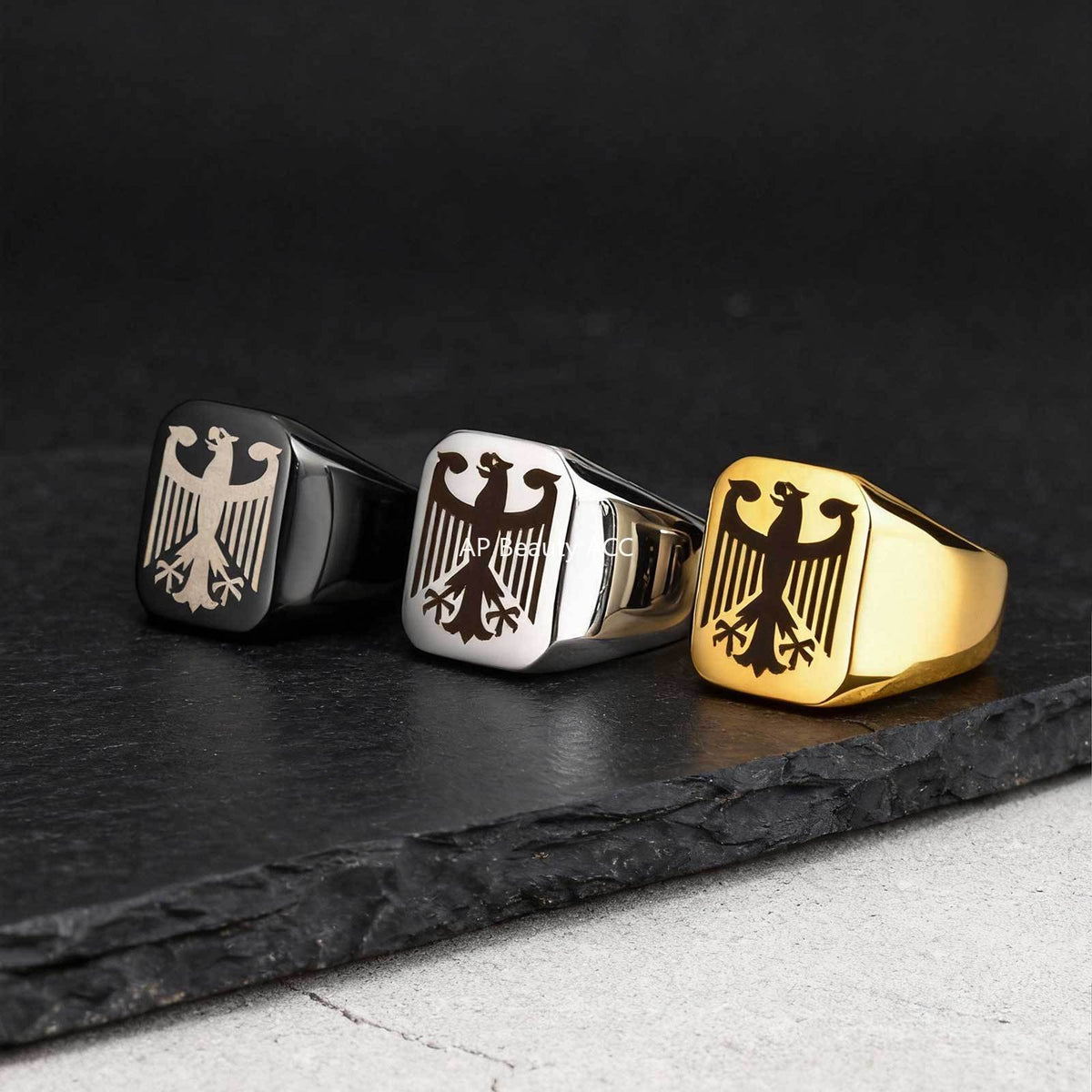 G관 - 레이저 독수리 디자인 스테인리스 스틸 반지 [RC-294] 25.12-2