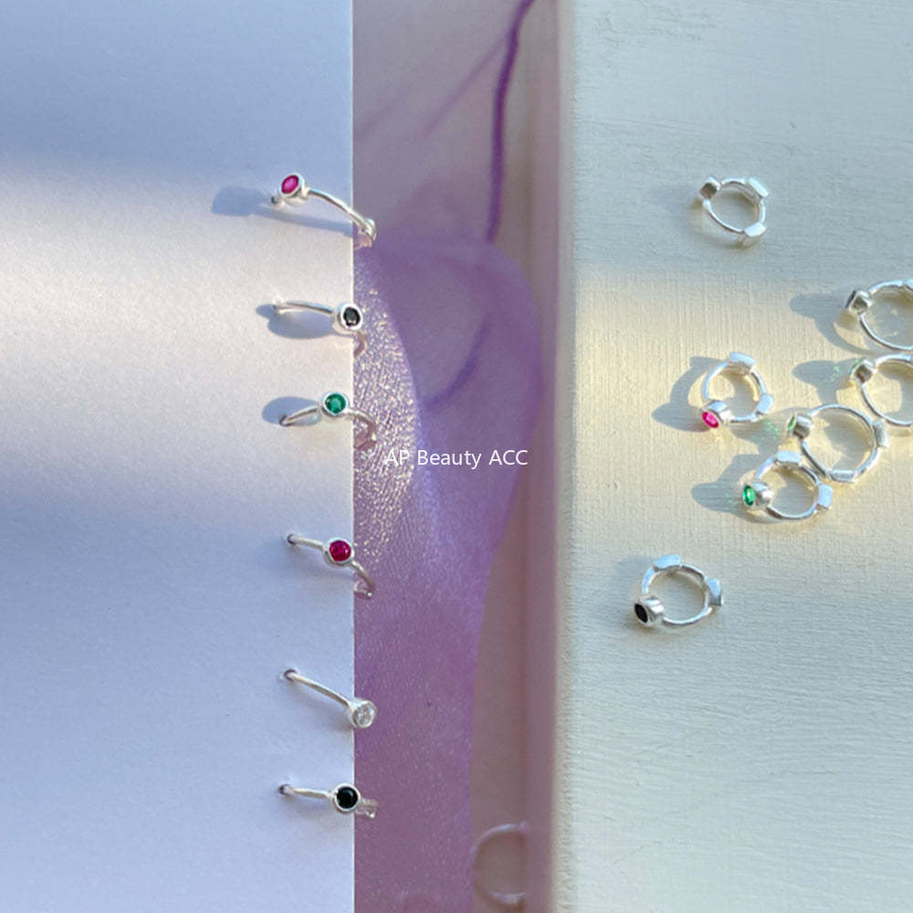 A관 - 컬러 큐빅 레이어드 은침 귀걸이 [EH-3574] 25.05-4