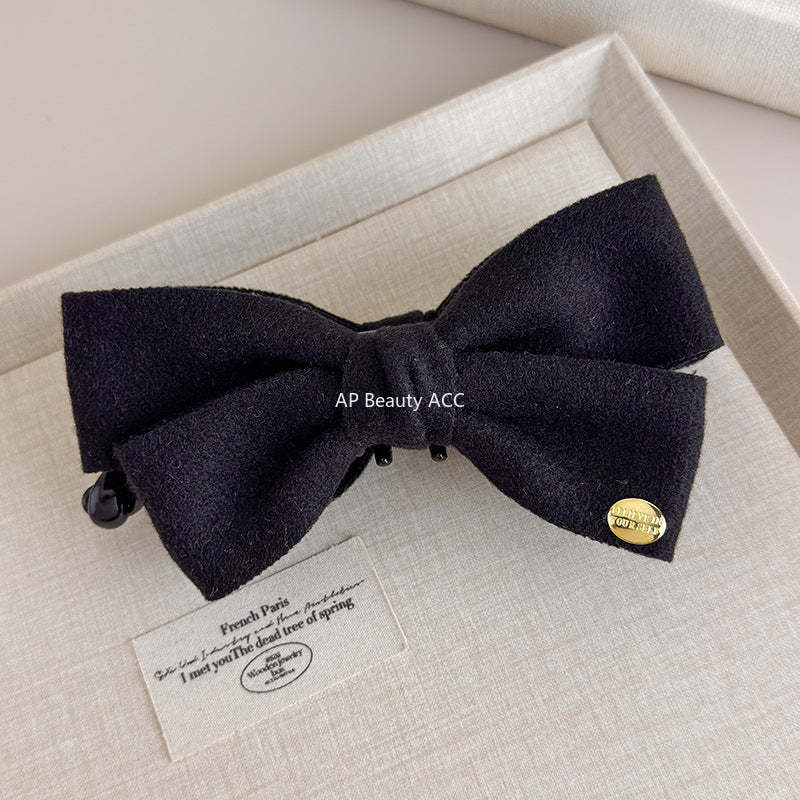 E관 - 양면 모직 리본 골드 포인트 집게핀 [27639] 25.11-1