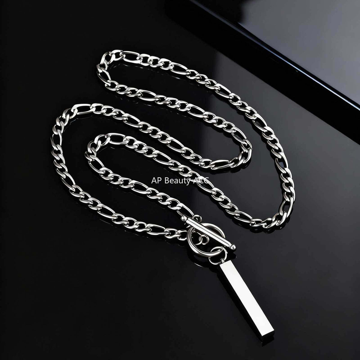 G관 - 스테인리스 스틸 OT 고리 직사각형 바 펜던트 목걸이 [NC-158] 25.12-2