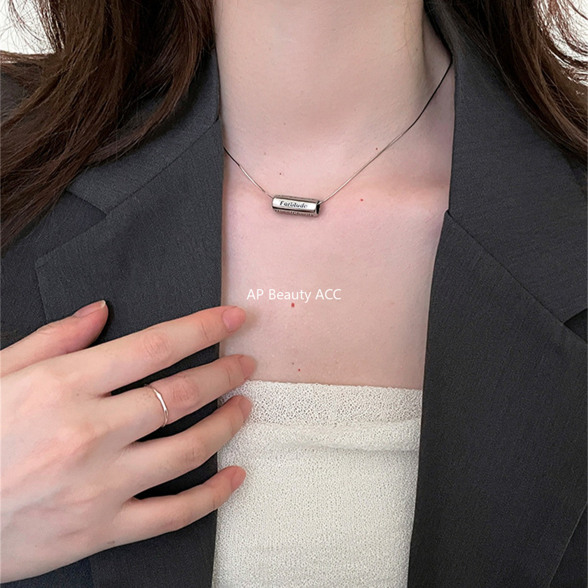 A관 - 925 실버 이니셜 원통 펜던트 목걸이 [XL-1213] 25.10-1