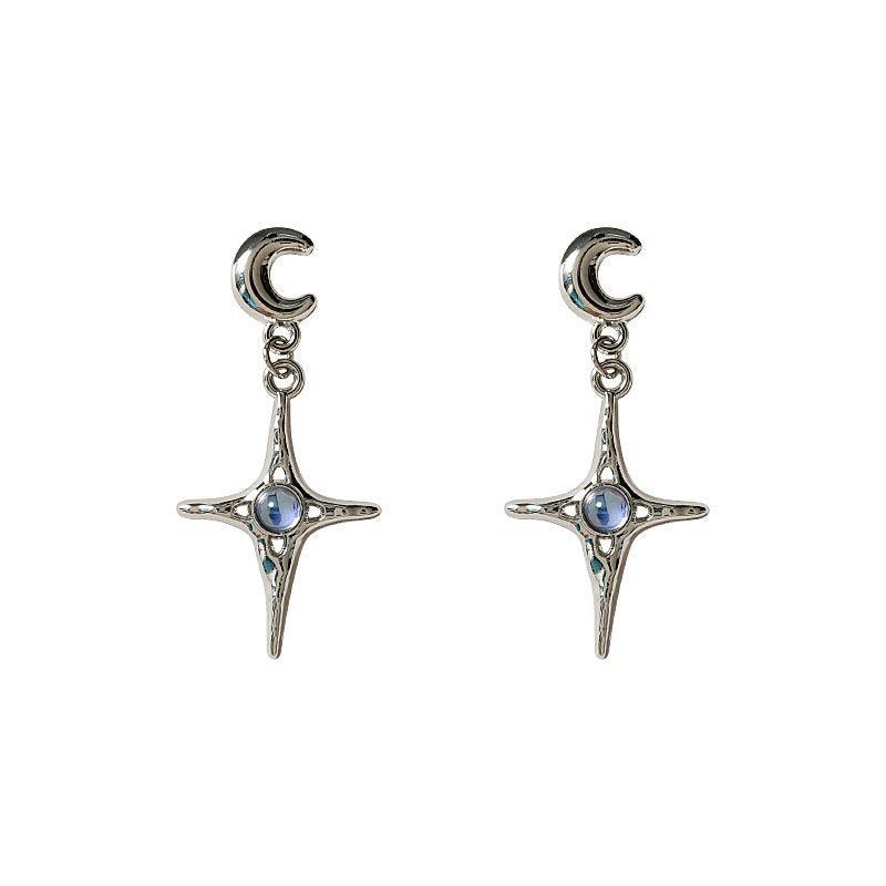 C관 - 별 달 디자인 인스타 감성 유니크 실버 롱 귀걸이 [B-590] 24.03-3