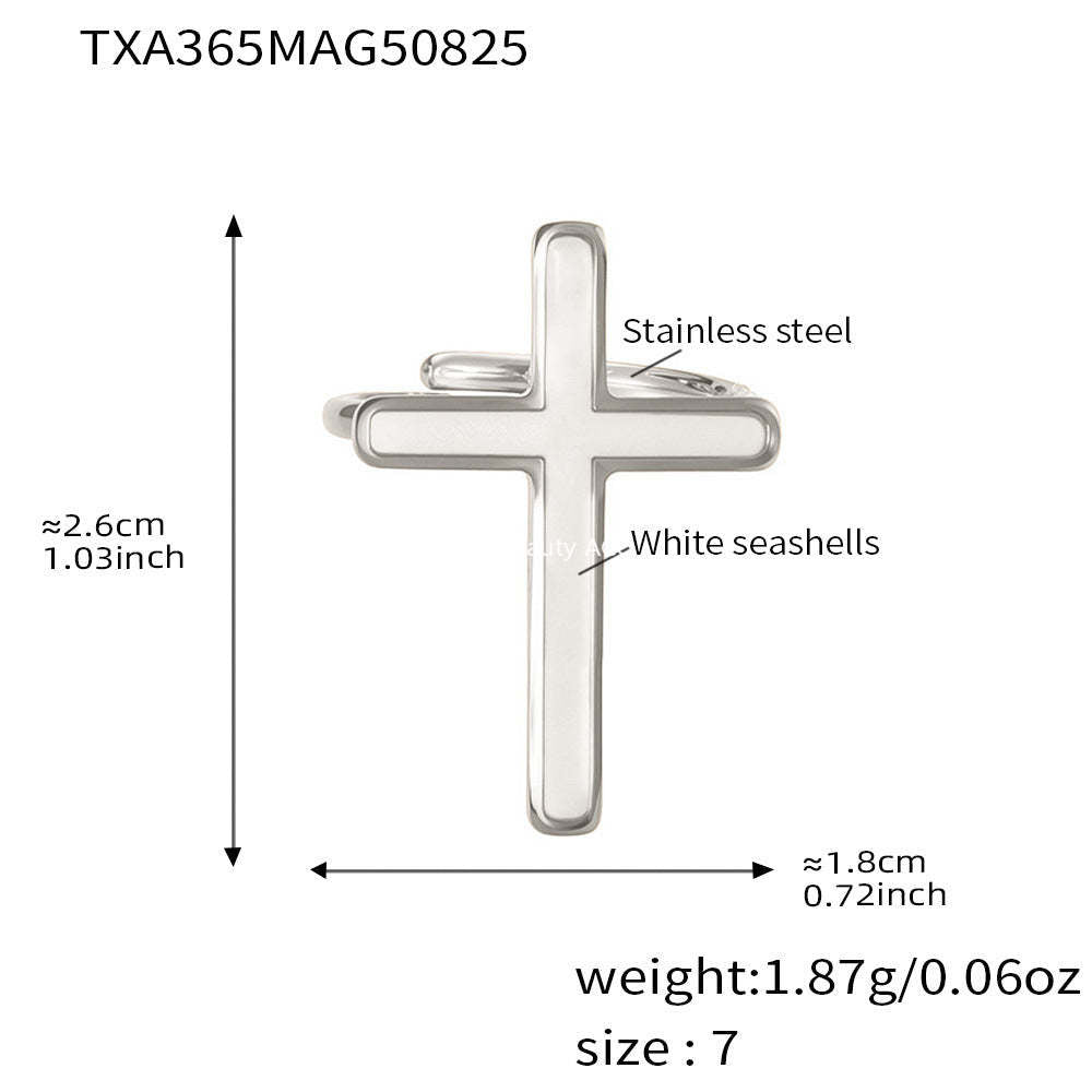 D관 - 스테인리스 스틸 18K 도금 자개 십자가 펜던트 반지 귀걸이 [TXA365-TXF365-D369] 25.08-5