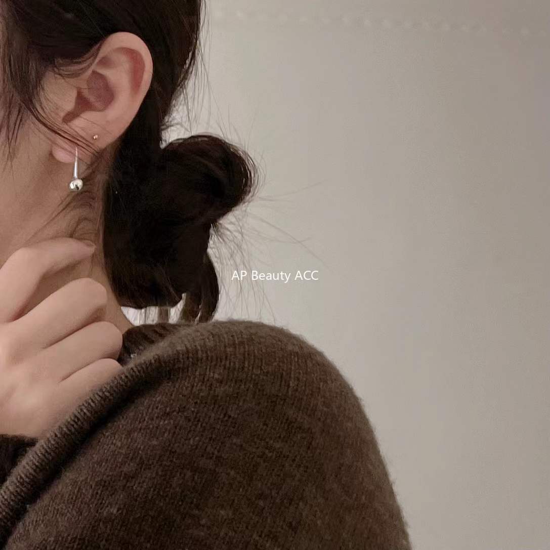 F관 - 925 실버 비즈 볼 후크 귀걸이 [C883] 25.12-1