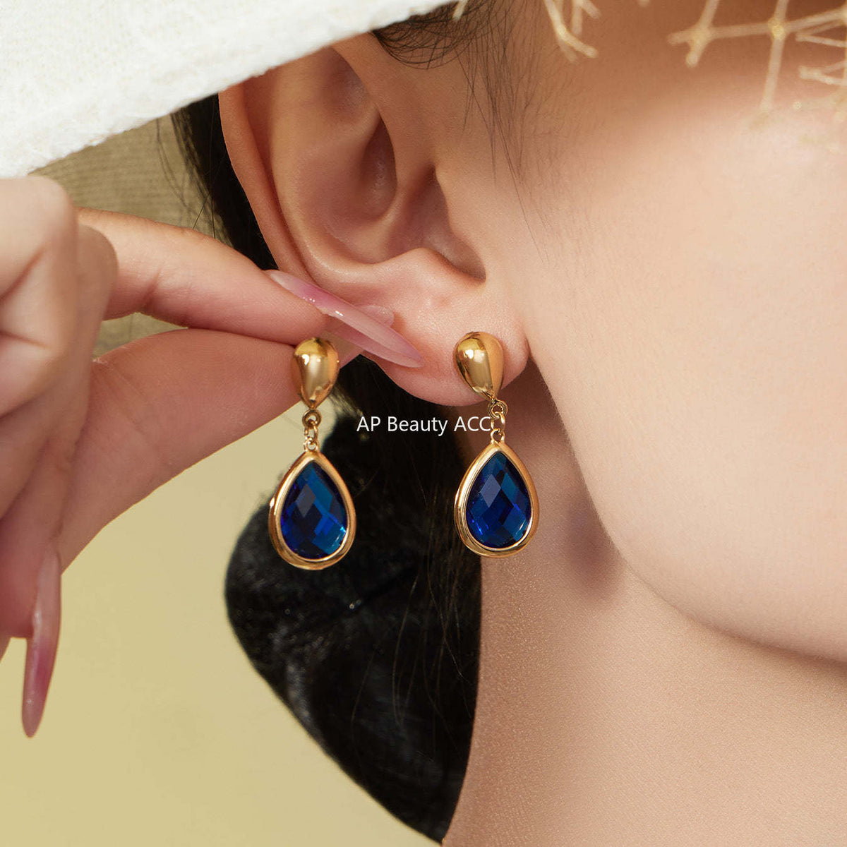 D관 - 스테인리스 스틸 타원형 컷팅 글라스 스톤 18K도금 목걸이 팔찌 귀걸이 [TXP506] 25.12-1