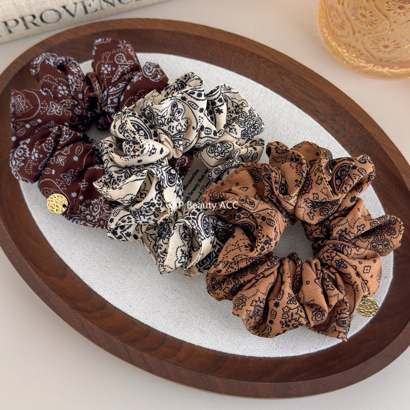 E관 - 빈티지 페이즐리 패턴 포니테일 곱창 헤어밴드 [27578] 25.10-3