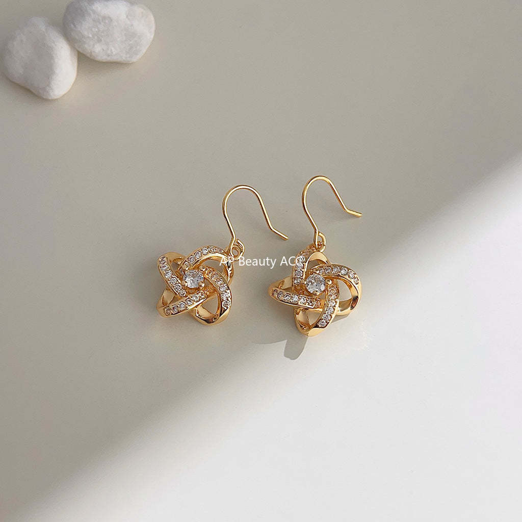 C관 - 업그레이드 18K 도금 고급스러운 기하학적 로프 귀걸이 [3788] 24.04-4