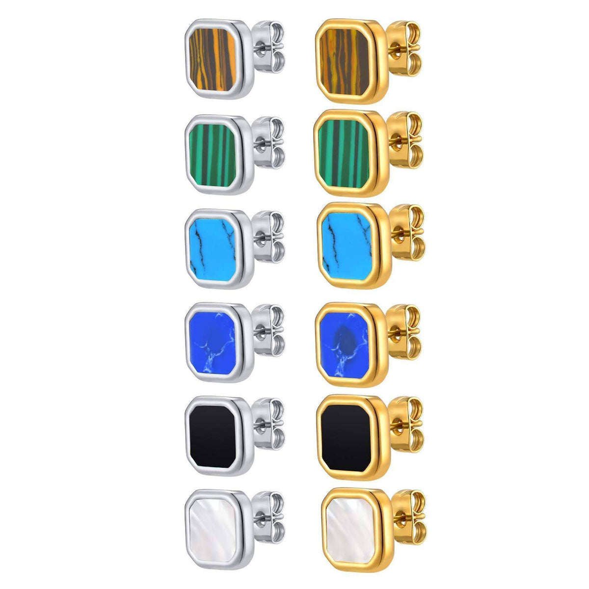 G관 - 스테인리스 스틸 심플 사각 모양 귀걸이 [ES-728] 25.12-2