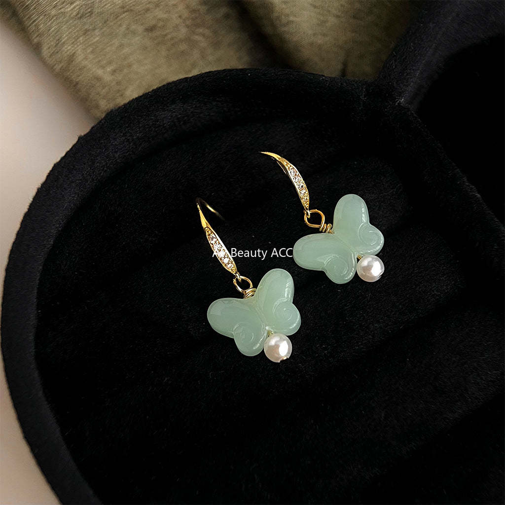 C관 - 나비 글라스 크리스탈 큐빅 감각적인 14K 도금 귀걸이 [4512] 24.07-2