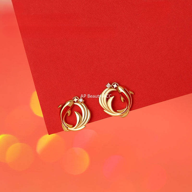 B관 - 999 실버 잉어 물고기 디자인 귀걸이 팔찌 목걸이 [YC4802SL_1 YC3241N_1 YC2728E_1] 25.10-5