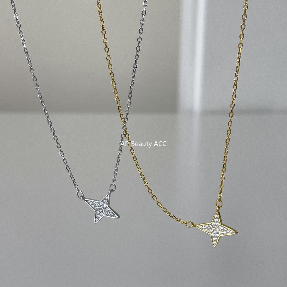 A관 - 925 실버 큐빅 별 펜던트 목걸이 [XL-1229] 25.11-1