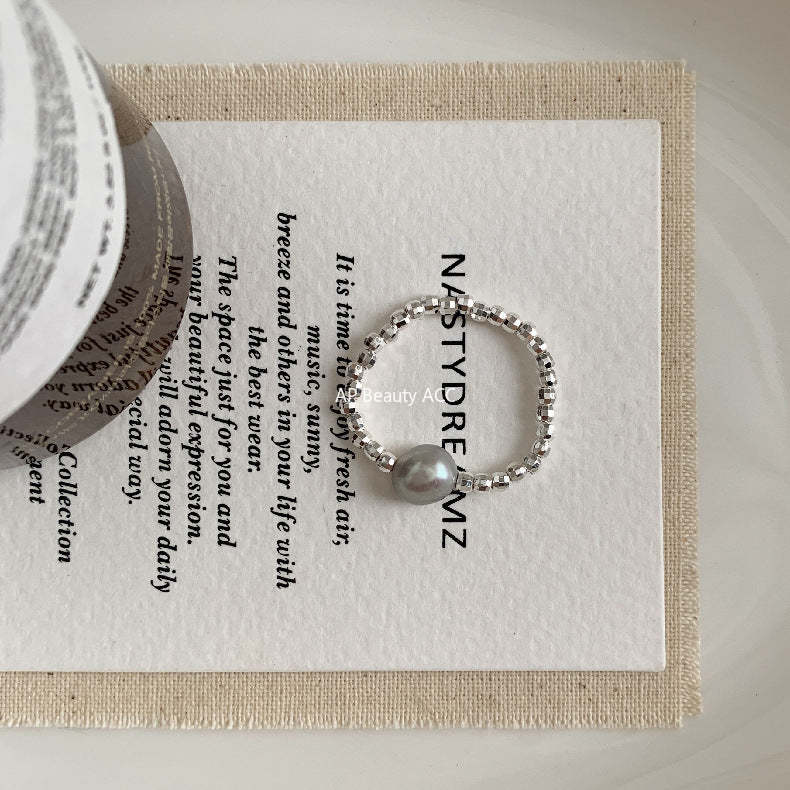 A관 - 아게이트 칼세도니 담수진주 비즈 925실버 반지 [RA] 25.11-4