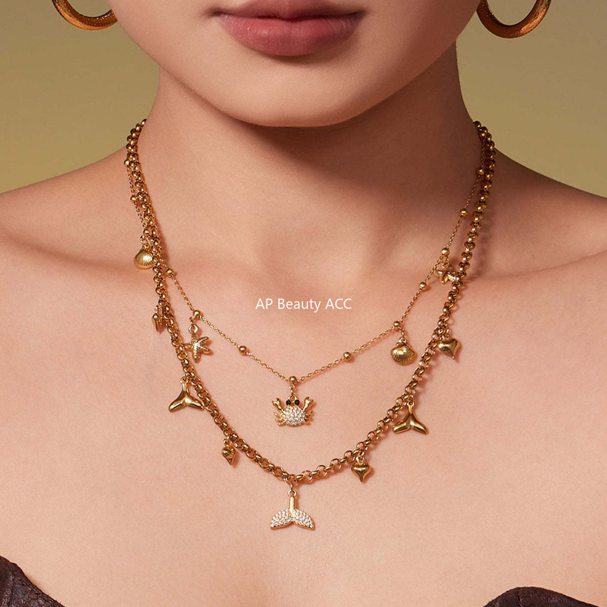 D관 - 스테인리스 스틸 해양생물 게 큐빅 펜던트 목걸이 [P826] 25.11-4