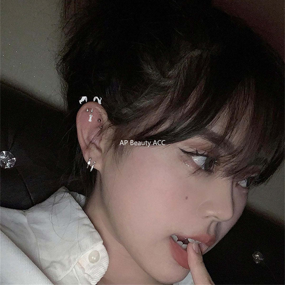 A관 - 티타늄 스틸 강아지 귀 디자인 피어싱 귀걸이 [EH-4086] 25.10-4