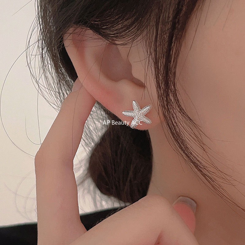 F관 - 925 실버 불가사리 조개 비대칭 귀걸이 [C1219] 25.10-1