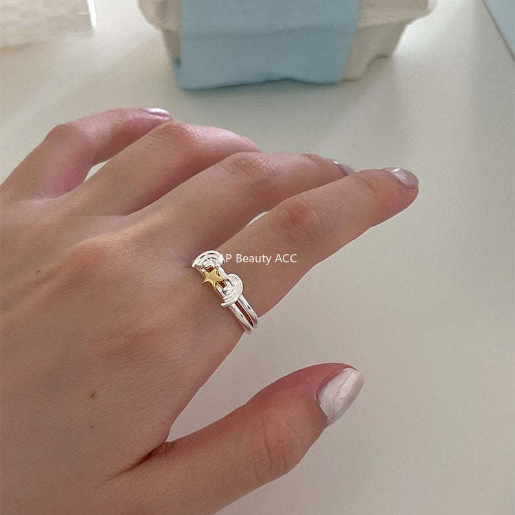 A관 - 925 실버 천사날개 별 디자인 오픈형 반지 [JZ-0717] 25.10-5