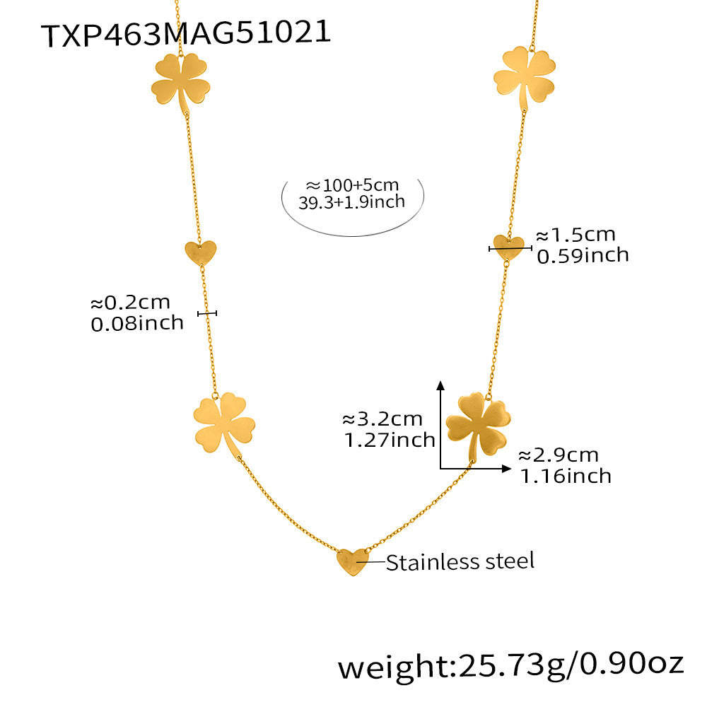 D관 - 스테인리스 18K 도금 하트 네잎 클로버 목걸이 귀걸이 반지 [TXP463] 25.10-5