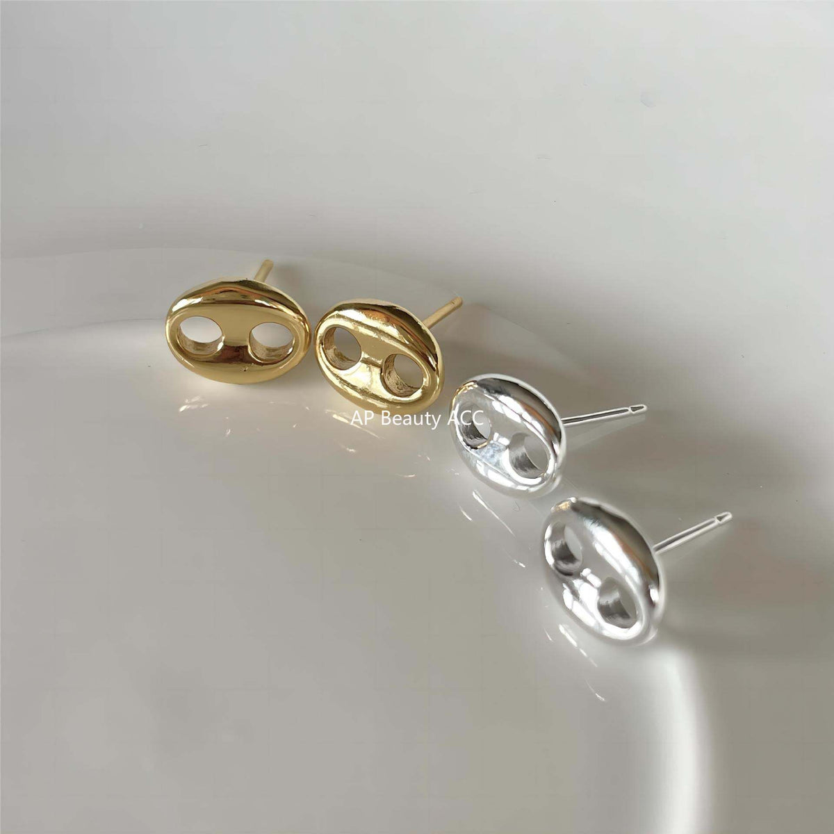 F관 - 925 실버 돼지코 디자인 스터드 귀걸이 [C1204] 25.12-2