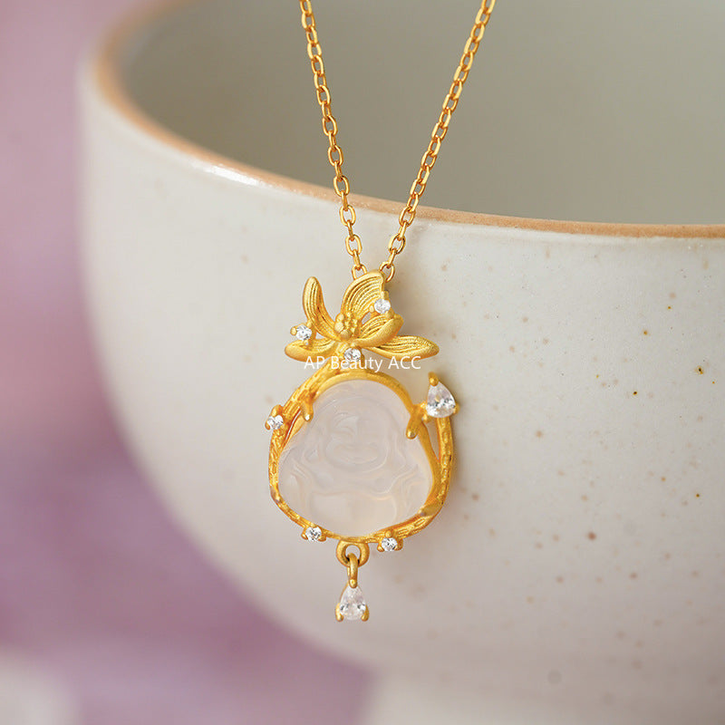 B관 - 925 실버 화이트 불교 큐빅 펜던트 목걸이 [YC0953N_1] 25.11-2