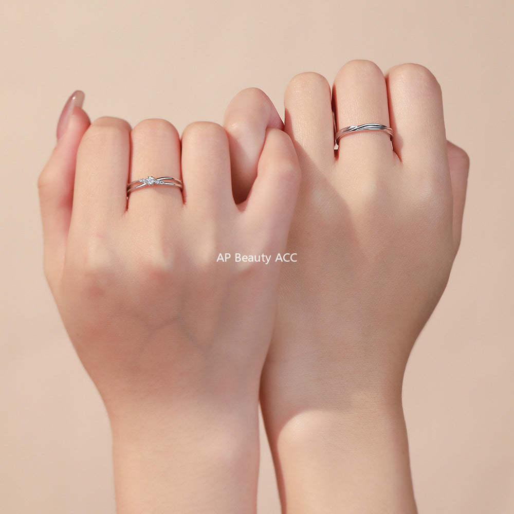 B관 - 999 실버 뫼비우스 크로스 큐빅 커플 반지 [YC3759R_1] 25.12-2