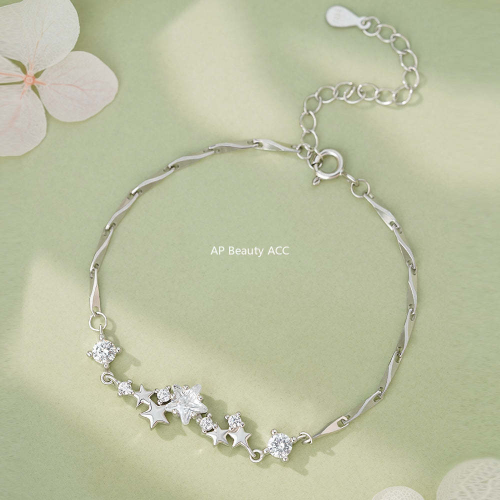 B관 - 925 실버 은하수 별 큐빅 팔찌 [YC5136SL_1] 25.12-3