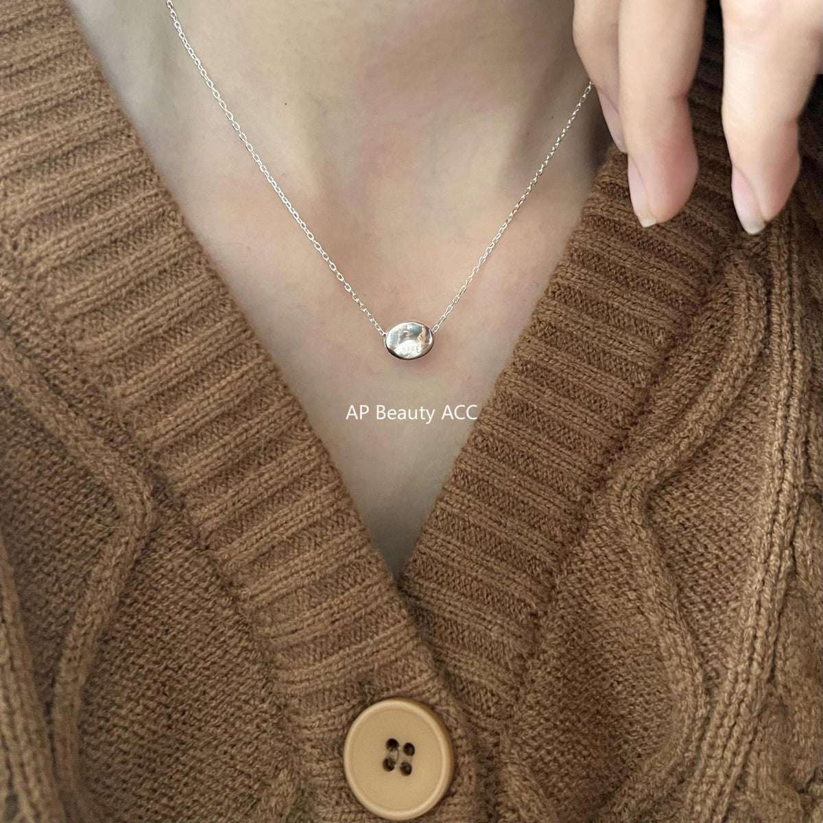 F관 - 925 실버 원형 볼 펜던트 체인 목걸이 [B1002] 25.12-1