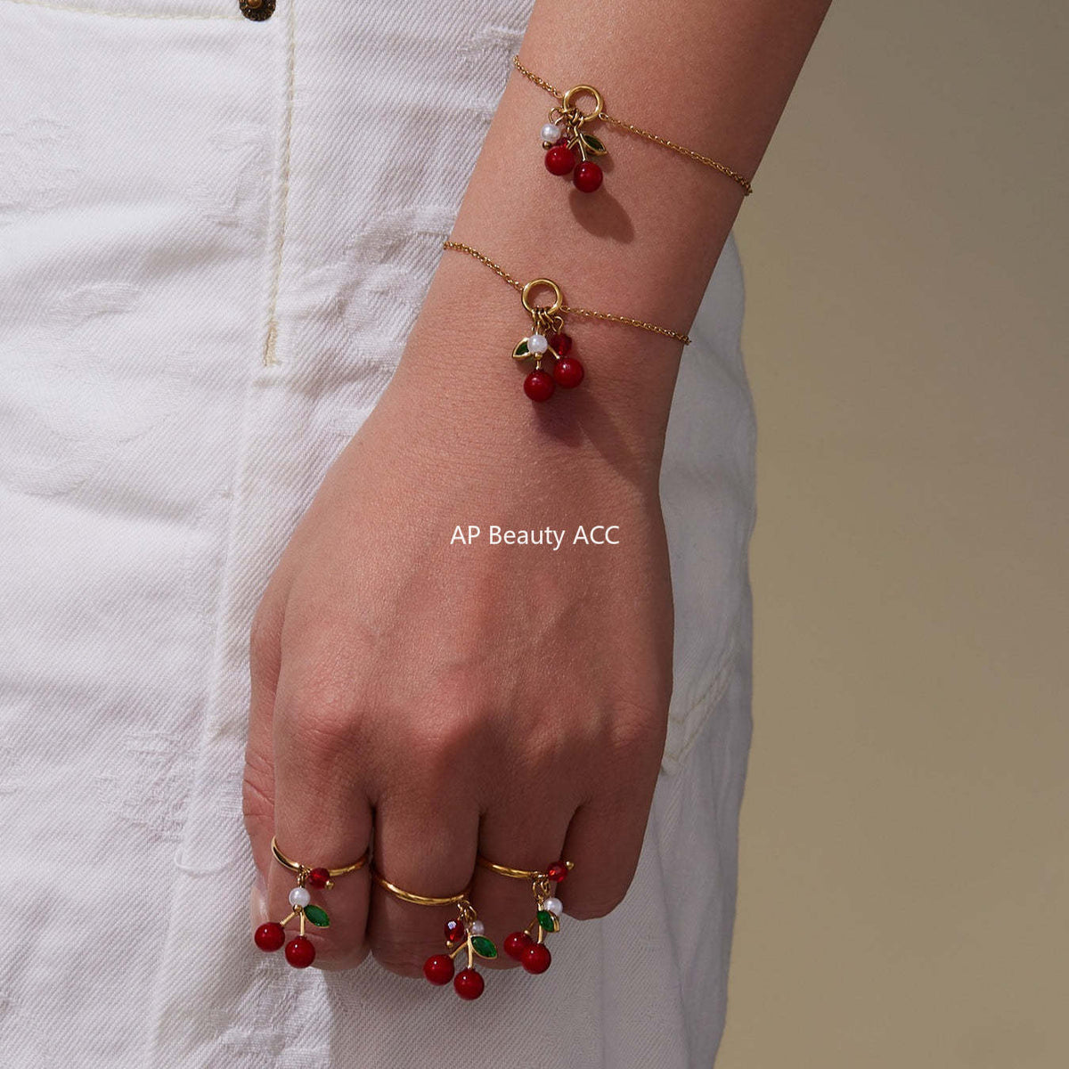 D관 - 스테인리스 스틸 체리 펜던트 목걸이 귀걸이 팔찌 반지 [TXP407] 25.09-4