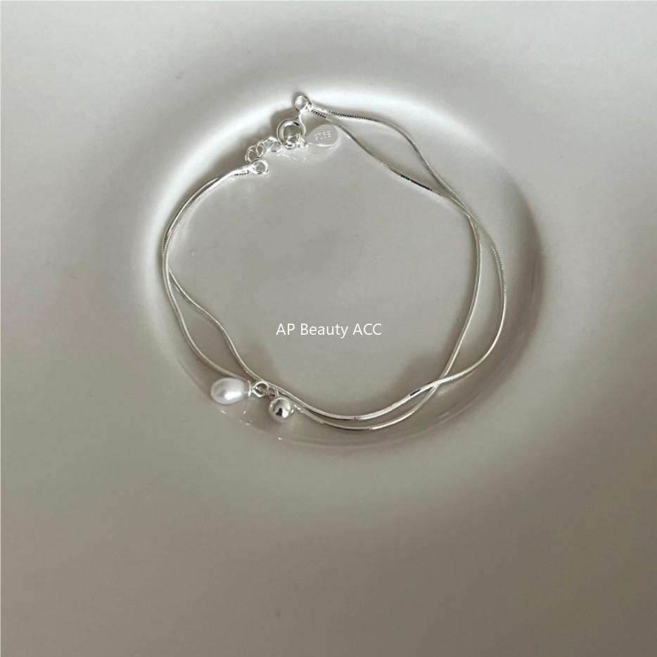 F관 - 925 실버 진주 스네이크본 더블 레이어 팔찌 [A330] 25.08-5