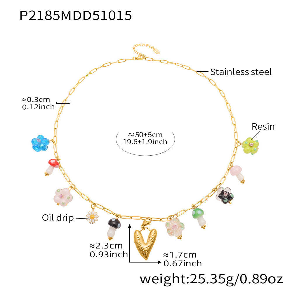 D관 - 스테인리스 스틸 나비 큐빅 레진 에나멜 펜던트 목걸이 [P2183] 25.10-4