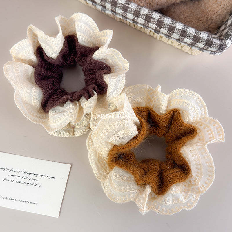 E관 - 니트 레이스 더블 레이어 곱창 헤어밴드 [27716] 25.11-4