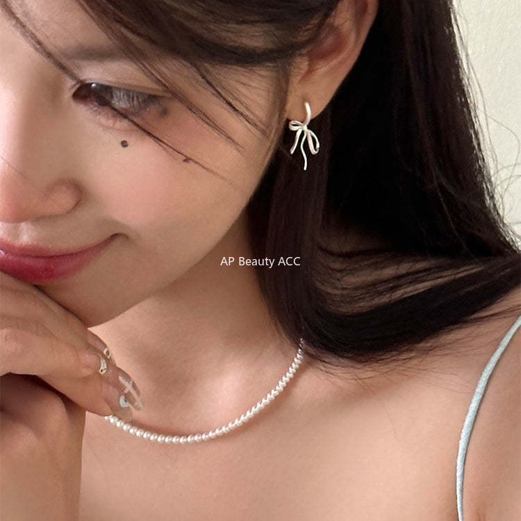 A관 - 리본 모양 샌딩 925 은침 귀걸이 [EH-3250.SJ] 25.12-2