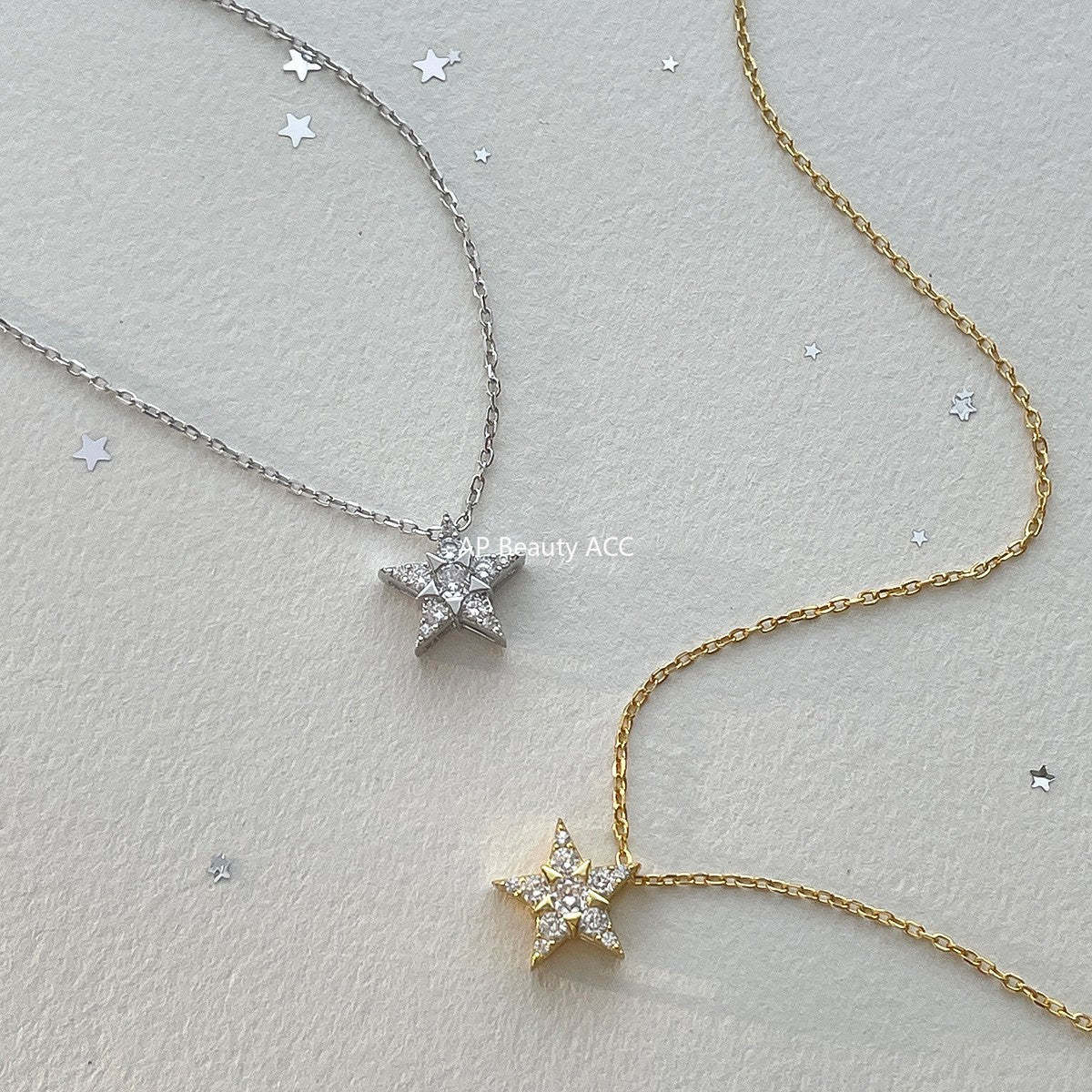 A관 - 925 실버 큐빅 별 펜던트 체인 목걸이 [XL-1212] 25.10-4