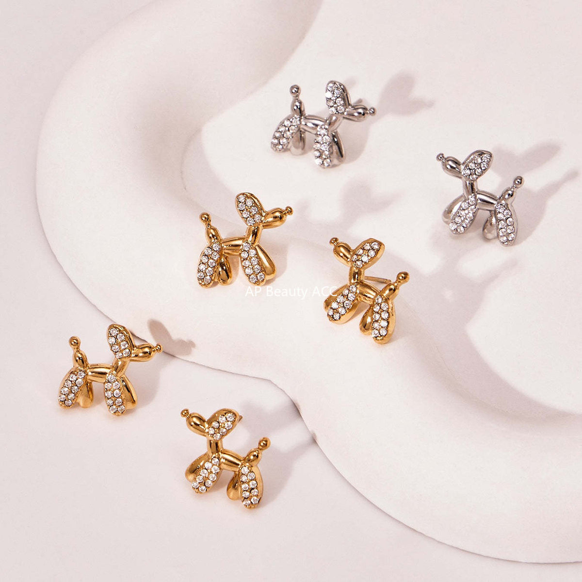 D관 - 큐빅 벌룬독 강아지 펜던트 스테인리스 목걸이 귀걸이 팔찌 [TXP469] 25.11-3